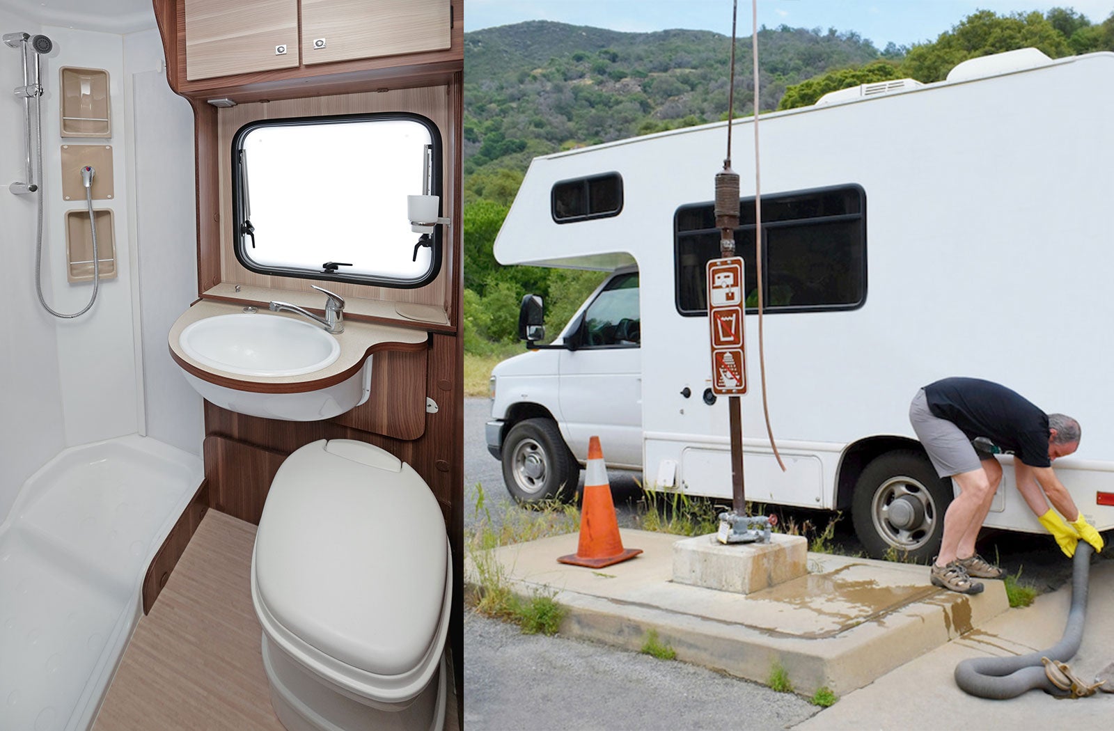 Portable RV/camper toilet and holding tank setup in Lynnwood, Washington